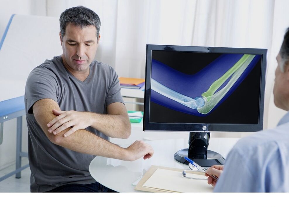 Arthritis of elbow joint in X-ray picture